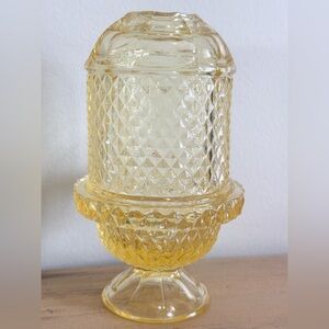 VIKING Vintage Glass YELLOW Diamond Point Glimmer Fairy Lamp Votive V RARE COLOR